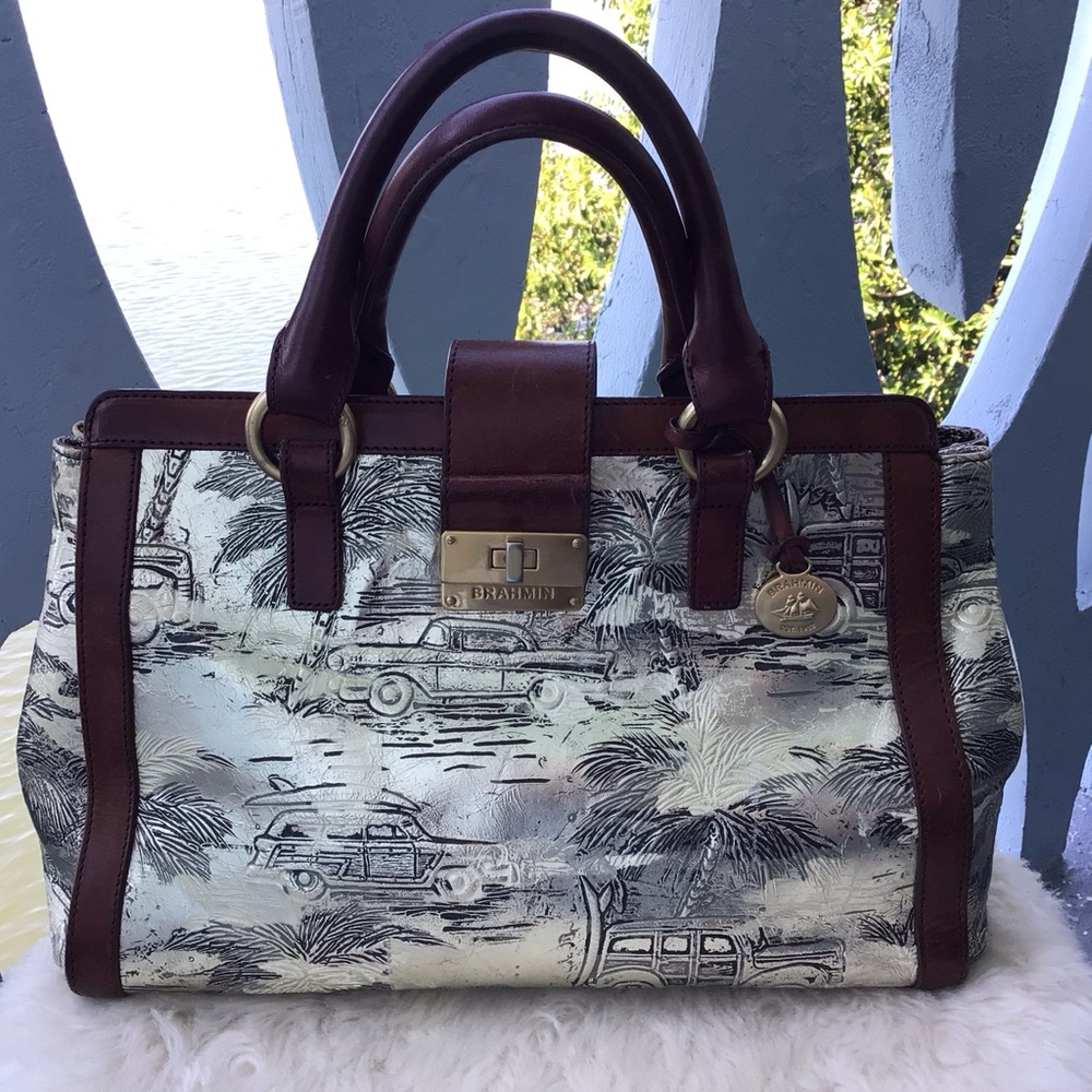 Brahmin Metallic Leather Copa Cabana Tote Satchel Shoulder Handbag Fantastic!